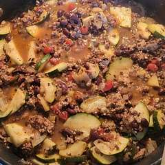 I added minced black olives and katalamala olives (like 1/4 a cup). I added pepper and basil because mone was too vinegary... so at that rate it then tasted Italian. So, I threw a dalop of cottage cheese on the top of my serving. 