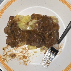 literally so so delicious, we were licking our plates by the end of the meal!! I highly recommend putting it over mashed potatoes or egg noodles like a stroganoff. 
Used different seasonings on the meat itself but aside from that I followed every step and couldn’t be more pleased with the outcome :)