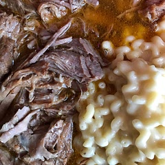 this came out super tender and flavorful- I debated making a gravy with the juice—- but didn’t… paired it with Knors—Mac n cheese— (++ cheddar) — side of cucumber and cherry tomatoes with ranch—— I didn’t use the BBQ— but did add a tablespoon of sweet and smoky dry rub—- I also did not have the liquid smoke—- will cook again! So much better than crock pot :-)