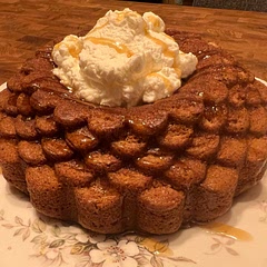 I halved the sugar. Added fresh whipped cream and a drizzle of honey on top to serve. Would be excellent with fresh fruit, light and fluffy.