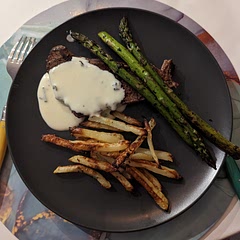 Delicious ! Made this many times now and it's always fabulous!! We always BBQ our steak and typically choose a green that BBQs well so that it's an easy dinner. Homemade fries are always a winner too! Mash or roast potatoes are great alternatives.