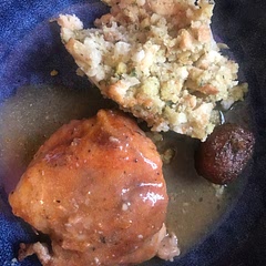 Easy family meal- I added a little bit more flour to gravy. —- the gravy came out good… and did not have sage. Paired with potatoes and stuffing.