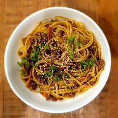 I made 1 1/2 times as much "sauce" cause I added Napa cabbage and carrots. I also added cilantro and sesame seeds when serving. It was really good!