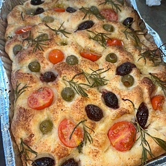 I can not put in words how AMAZING this recipe came out. I wish I could attach more pictures.
The dough was so light and bubbly. Proofing it and once after the dimpling and adding the toppings. I used two different types of olives, rosemary and cherry toms. I made a fresh Moz, tomato and balsamic glaze sandwich from this focaccia and I WAS IN HEAVEN! I think the best focaccia recipe hands down! Very aromatic and flavorful!! Will be making it again! Thank you!