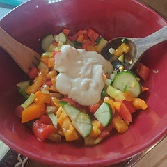 It is a healthy way to enjoy my salads, instead of white wine vinegar I used red wine vinegar and it still good 👍 