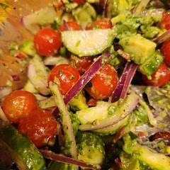 Cherry tomatoes & less onion
Add fresno chili & nutritional yeast 