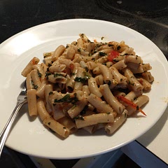 Nice vegetarian meal! I added cilantro and Italian seasoning. I also used brown rice pasta and honey for sweetness.