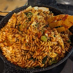 The instructions turn this into a 3 pan operation, but just cook the chicken first and re use that pan for garlic/tomato sauce. Marinate the chicken and leave in the fridge while you prep.