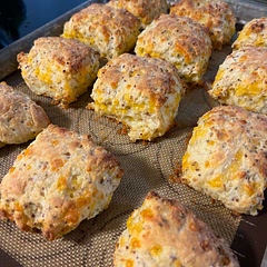 These were so good, but the dough was really wet for biscuits. Almost more of a drop biscuit. I added more flour to make it less sticky. Also used cheddar instead of mozzarella. Top notch flavour!