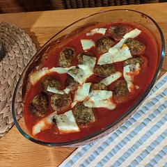 The texture was great and overall very good, though a bit bland on the taste. Next time I'll add some extra spices and more salt to the meatballs mix