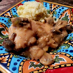 Fantastic flavor! Used boneless chicken thighs, oven time 40 minutes. Served with parmesean couscous.  Hubby loved it! Light flavorful dish will make it again.