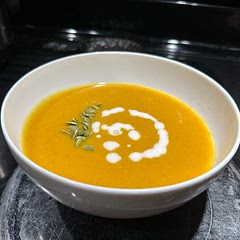 Delicious, hearty soup with loads of veggies. Note - The final soup is a little tart, until you mix in the coconut milk.