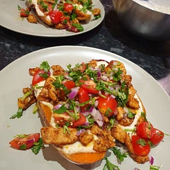 We added some spiced chicken cubes for the start of the rainy and autumn-ish week