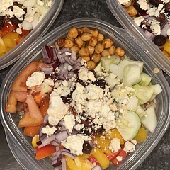 added some feta cheese and used a heirloom tomate instead. Also tossed the chickpeas in paprika for some extra flavor. I also used thicker couscous to make it more filling. 
it was amazingg!!