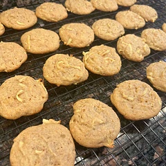 Used a one tablespoon scoop, made 48. Baked at recommended temp for 9-11 minutes. I doubled the shredded apple to a full cup since half didn’t seem to be enough, I would even try another half cup to see how it would turn out.