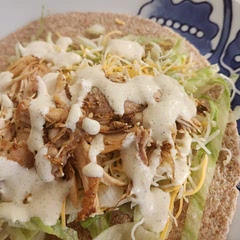 This was really good and easy to make for my daughter's lunch. I ended up eating a few myself. To save more time, I bought a rotisserie chicken that is always at the checkout line and pulled the meat apart for the wraps. 
