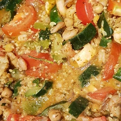 I added halloumi and couscous. Really good! Will definitely make again