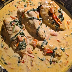This was so good!! Couldn't get parmesan so used a little more gran padano..it melts perfectly for cooking. I served with crusty bread so doubled the cream for more sauce.