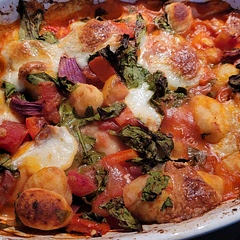 I added  handful of spinnach and baked it all from raw (rather than part cooking on the hob)