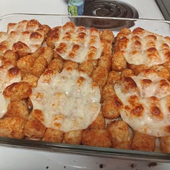 Super tasty I added mushrooms made it even better. I did bake the tator tots for 30 before putting it all together which helped them to be nice and crunchy.