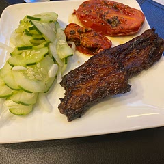Air fryer method. Used apricot bbq sauce. Amazing results