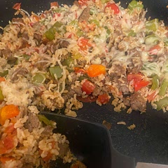 So a did a few things differently. I added 2tbsp of worcestershire sauce, diced fresh tomatoes & did the boil in the bag brown rice & just added the rice when it was done. Very delicious!!