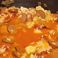 I used "Slap yo momma" seasoning instead of all the spices. I also added 1/2 large can of stewed tomatoes and 1 extra TBS of tomato paste. It's delicious!