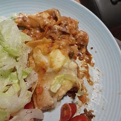 A really filling lasagne. As you can see I had some salad with it. It's easy to make & will definitely fill you up. A lovely recipe for a filling meal or warming dish foe a cold evening. 