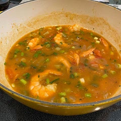 Followed recipe as written but cut Creole seasoning to 1-1/2 tsps and did not need to add hot sauce, salt or additional liquid at end. Served over brown basmati rice. We really enjoyed this dish and, although time consuming, would make it again.