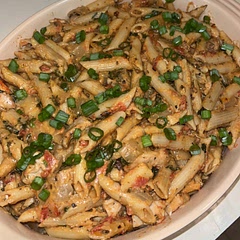 I always have trouble cooking pasta in an already working pot but I just added more chicken broth and cream cheese and it worked. A splash of water when reheating made it perfect! Came together really quick.