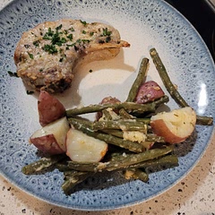 Really bloody good!!! I read a comment earlier that said to make more of the sauce and I'm glad I did!! This will be my go to.
The only this is, depending on the pork chop size, it won't be one tray but oh well! 2 trays is fine by me if it tastes this good. 