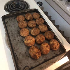 I’m not fancy enough to have a cookie scoop and I made them a little large so I had to bake them longer. Still turned out never looking like the picture, but good none the less