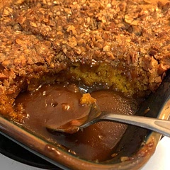 This was delicious. Served warm with vanilla ice cream. It was perfect just as written. Went with 55 minutes in the oven.