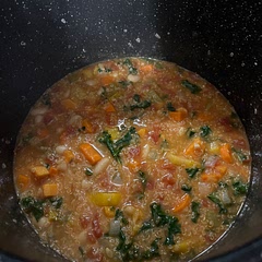It’s beautiful. The quinoa puffed up more than I excepted. Very good vegetable soup. Added more salt , some pepper, onion powder, and garlic salt.