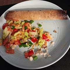 No spicy cheese, I just used a cream cheese.
I used all the ingredients but added feta cheese, peppers & avocado to the salad. 
It was lovely, will definitely be making this again. 
