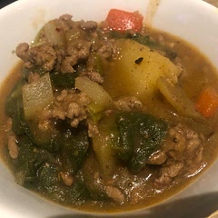 Doubled the number of spices, Worcestershire sauce and added spinach
