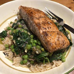 I served this over brown rice and, oh boy, it was tasty.  Couple of changes - I doubled the curry paste, and used skinless salmon fillets, because that’s what I had.  It did not disappoint.