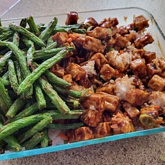 Simple and delicious. I always cook tofu in air fryer first, then sautee with sauce