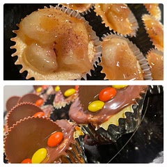 Used the cheesecake recipe, switched out the toppings 

Top photo is caramel apple topped 
Bottom photo is chocolaye reeses topped