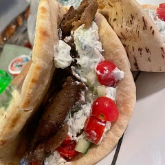Got shaved lamb meat from our local meat market. Homemade tzatziki sauce.