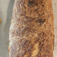 Sprinkled sugar on the top before cooking.  Used a Pyrex bread pan in the oven. 
