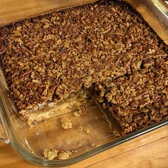 Really tasty.  I was low on corn syrup so I replaced about half of it with real maple syrup.  I think that made it take a little longer to set and this made the corners a bit well done, but still very good.