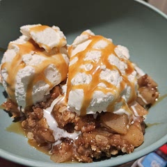 We served ours with ice cream and carmel! Easy recipe, even if you do not have a pastry knife, your clean hands work just fine. My husband loved this!