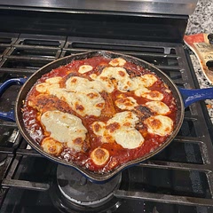 Huge hit in the house. I didn’t have shredded mozzarella but had some pearls on hand so I used those.  I had to broil it a bit longer because of that.  Still turned out great.
