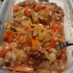 Most of the broth cooked out so I ate it like a casserole instead. It needed some salt and pepper. Could have added more broth afterwards to turn it back into soup, but it tasted great without it. 8/10
