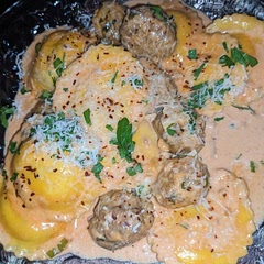 It came out great and it was easy to make.   I had a little extra ground beef and sausage so I made a pound and a half of meatballs.  And use two 13oz packages of raviolis.