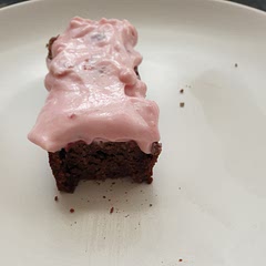 Topped with cherry yogurt 