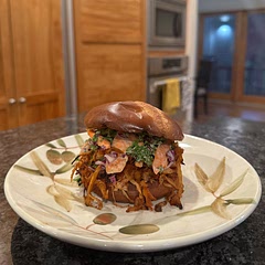 Wow! Nothing short of mouth watering delicious. It was a challenge to get king oyster mushrooms, but it was well worth the search.