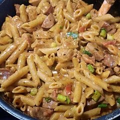I added cajun sausage and mozzarella chz! It was amazing!!