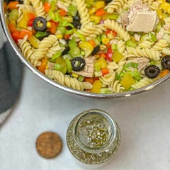 This Pasta Salad Dressing is incredibly delicious, tangy, healthy, and creamy and you can enjoy it over your favorite green salads too! 
Save & Give it a try!